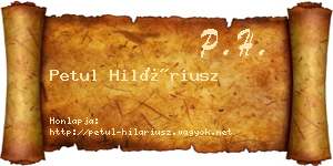 Petul Hiláriusz névjegykártya
